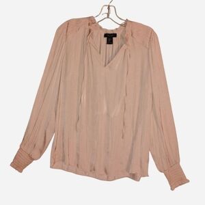 RACHEL Rachel Roy | Smocked Cuff Boho Blouse in Blush Size medium